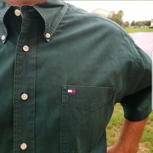 Tommy Hilfiger Shirts - Tommy Hilfiger Dress Shirt Olive Career Mens Work Tommy Hilfiger Shirts - Tommy Hilfiger Dress Shirt Olive Career Mens Work